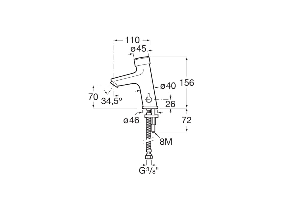 ROCA A5A3A24C00 FLUENT Timed Flow Shelf Mixer Sink Chrome