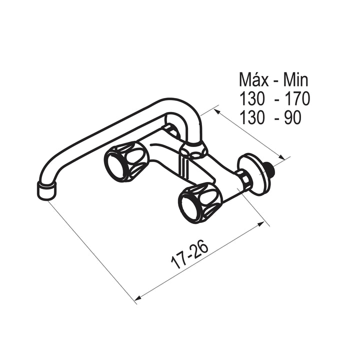 PRESTO 3833000 Elipse cocina mural bimando caño tubo Cromo