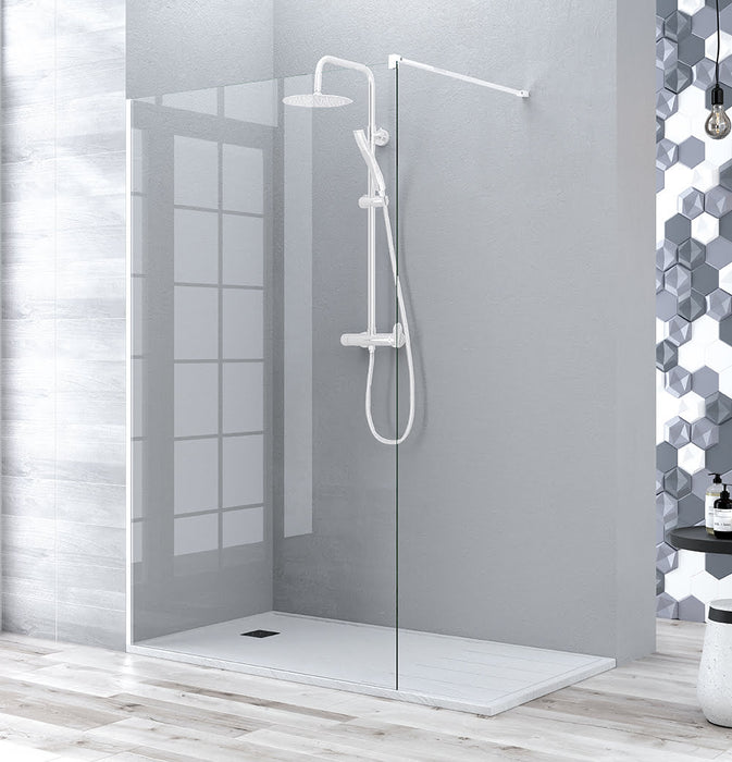 BATHME SANDRA Mampara Ducha Fijo Blanco Mate Transparente