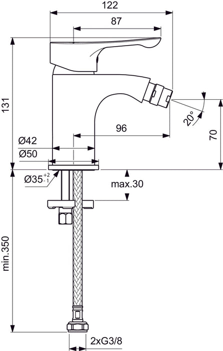 IDEAL STANDARD BC651AA ALPHA Grifo Monomando Bidé Cromo