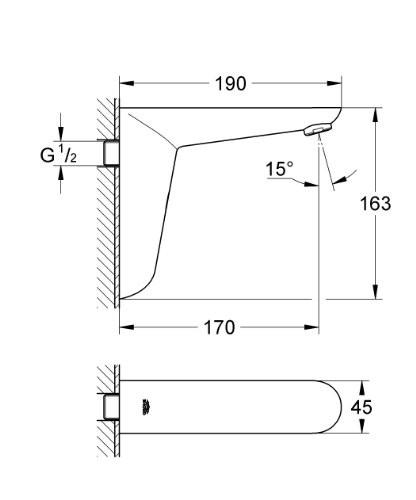 GROHE 36 274 000 EUROECO Grifo Electrónico Lavabo Visto