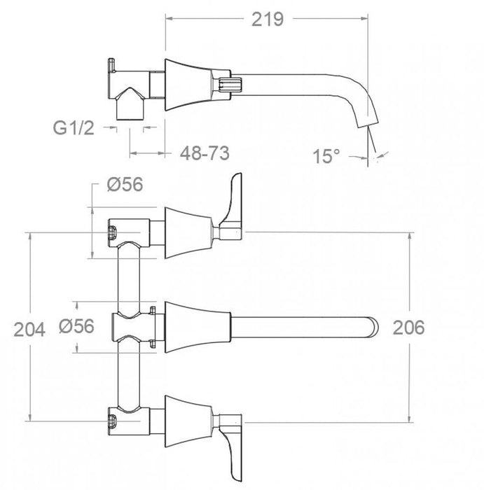 RAMONSOLER 912001MLNM ADAGIO Grifo Bimando Mural de Lavabo Empotrado Negro Mate
