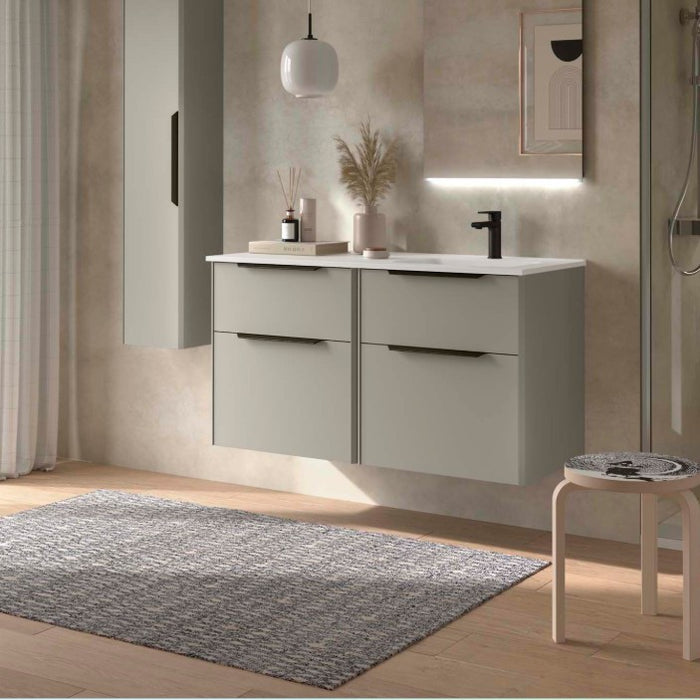 SALGAR 119775 LUVA Mueble+Lavabo 120 Con Encimera Izquierda Gris Satinado Tirador Negro