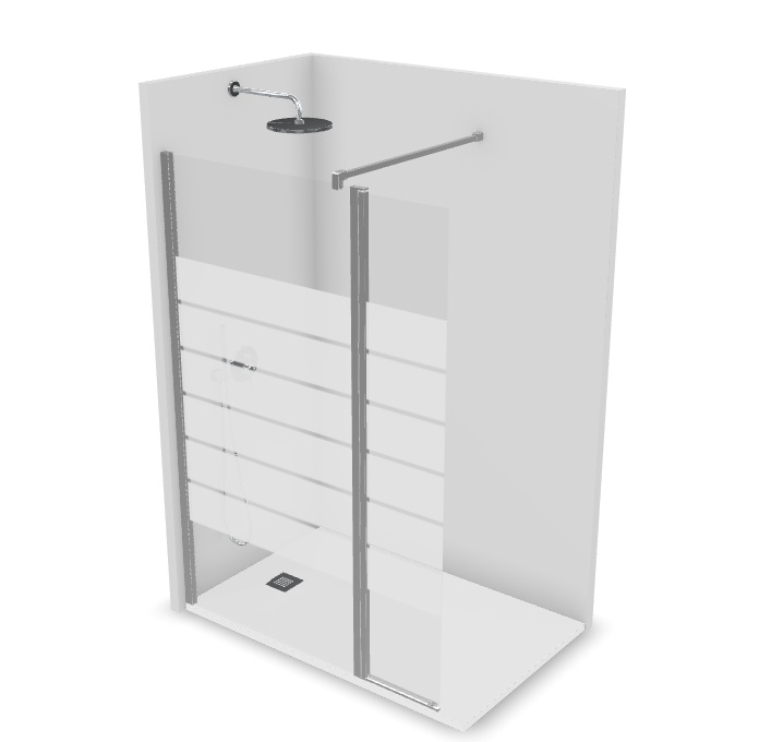 PROFILTEK HADA PLUS Mampara Abatible Perfil Plata Brillo Vidrio Decorado Bold