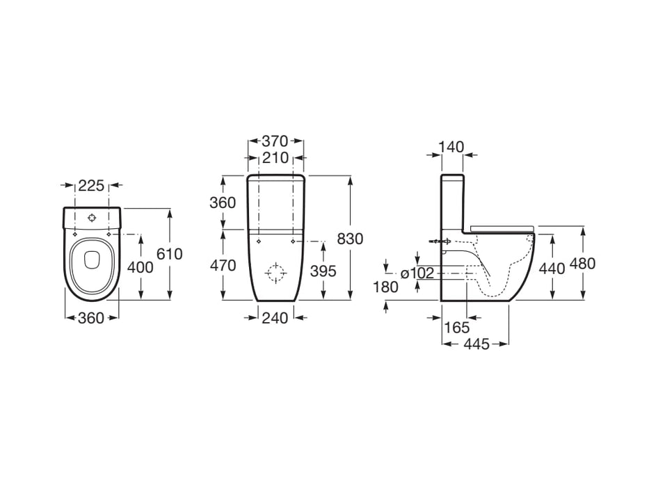 ROCA A34224C00U MERIDIAN-N Taza Tanque Bajo BTW DUAL Blanco