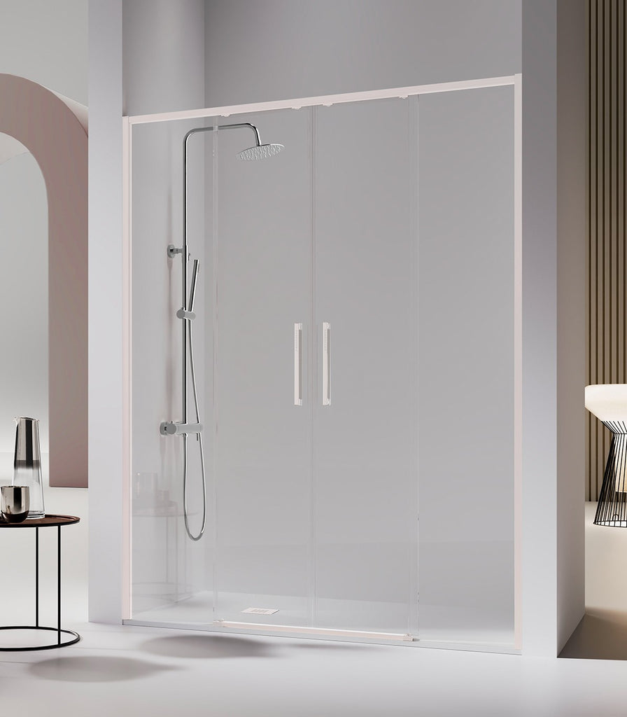 Mampara De Bañera REA FABIAN 100 Cm | Altura 140 Cm, Color Oro Cepillado | Mampara Universal Para Baño Elegante