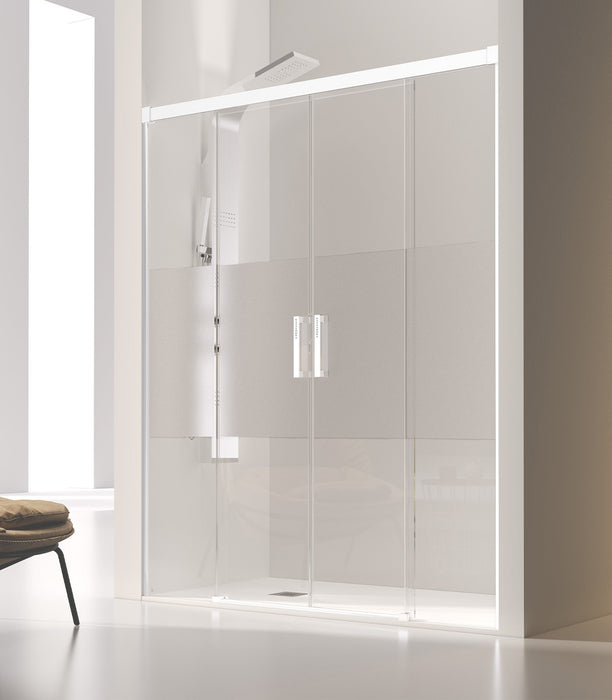 KASSANDRA GS100 GLASÉ Front Shower Screen 2F+2C Matte White Decorated