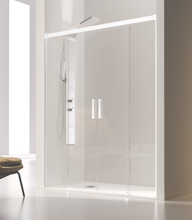 KASSANDRA GS100 GLASÉ Front Shower Screen 2F+2C Matte White Transparent