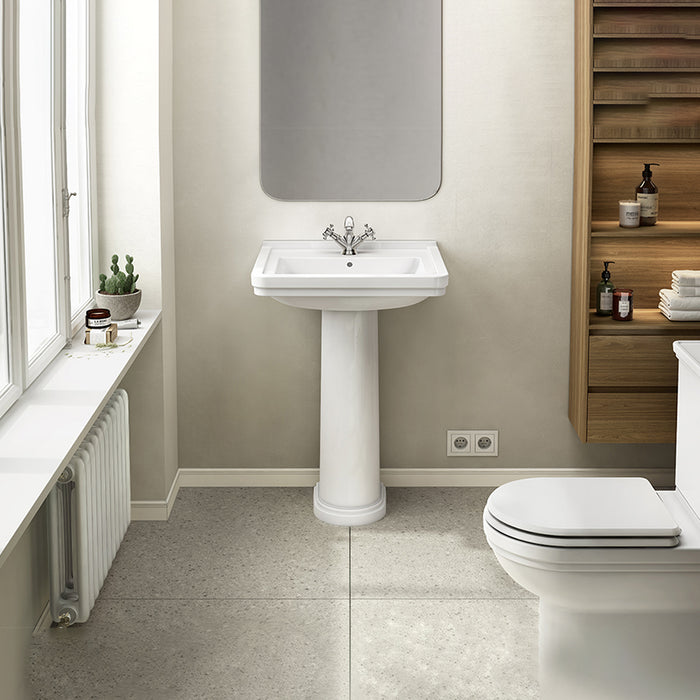 GALA NOBLE Lavabo con Pedestal Estilo Clásico Blanco