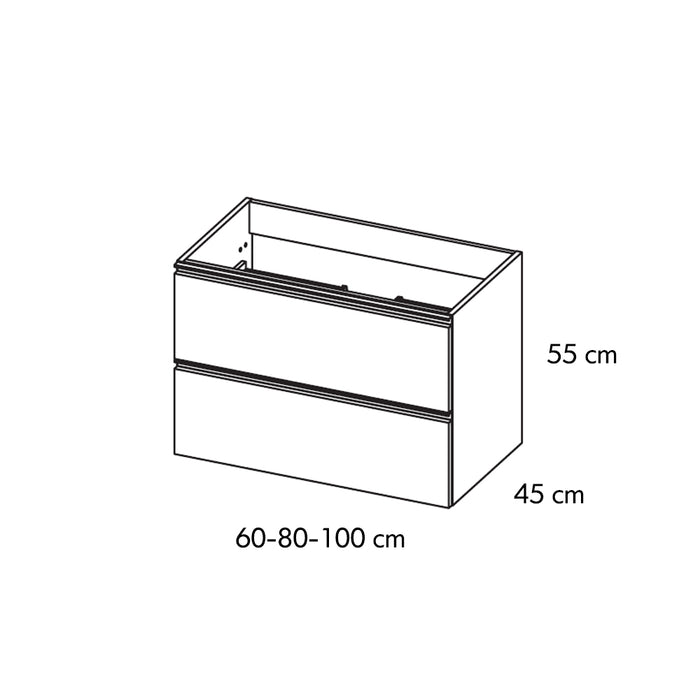 VISOBATH GRANADA Complete Set of Wall Hung Bathroom Furniture 2 Drawers Matte Ada White Color Aluminum Handle