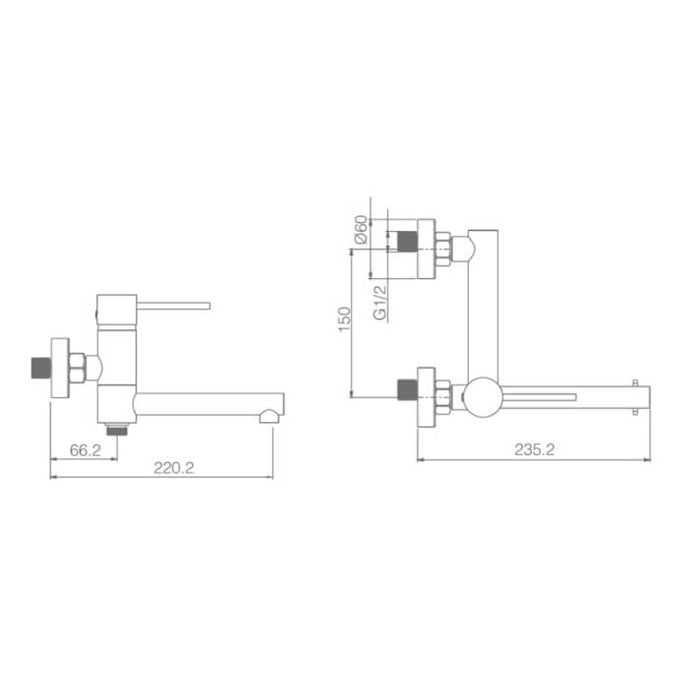 IMEX BDYS045-4BL MILOS STICK Grifo de Baño/Ducha Blanco Mate
