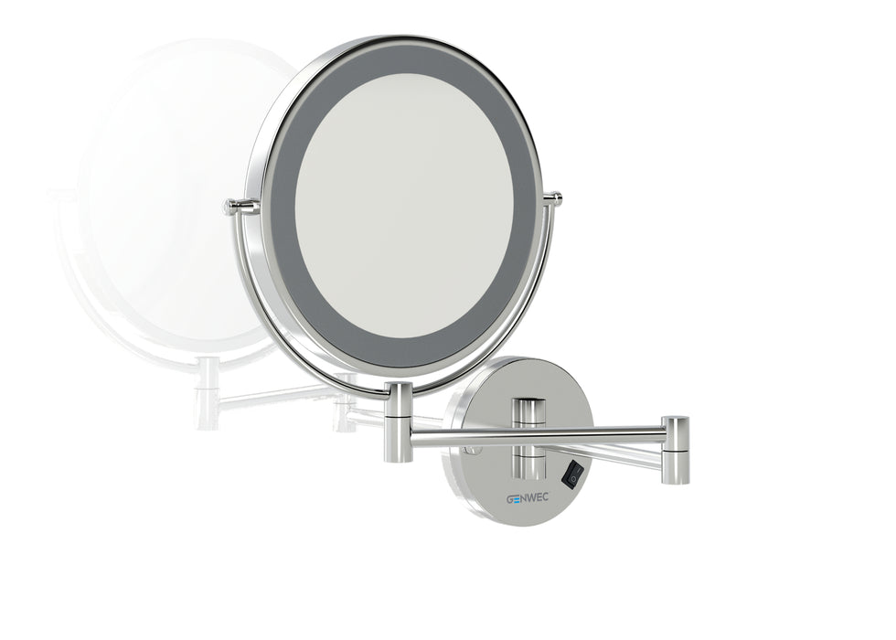 GENWEC GW05 31 06 02 Espejo Redondo de Aumento con Luz LED Latón Cromo Cromo