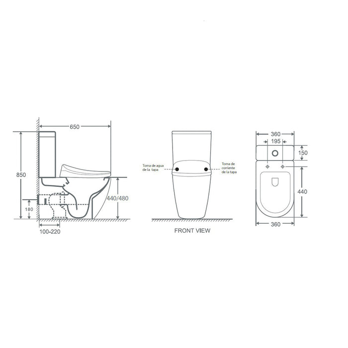 AQUORE SMART TOILET i-WC Inodoro Inteligente Rimless Confort Completo