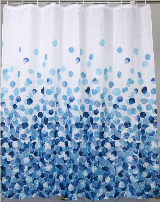 GEDY TTE13651200 DOTTY Shower Curtain White and Blue