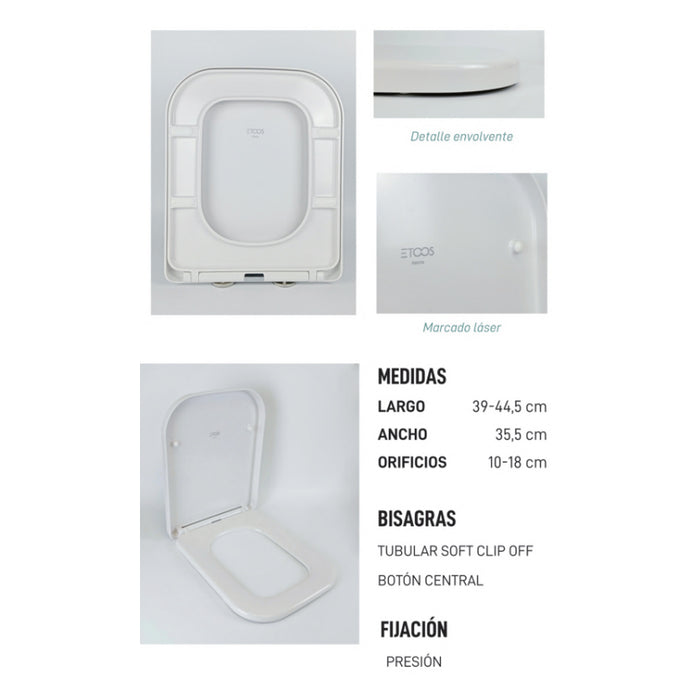 ETOOS 04199108 KEONA WC Cover Compatible Removable Enveloping Soft Close White