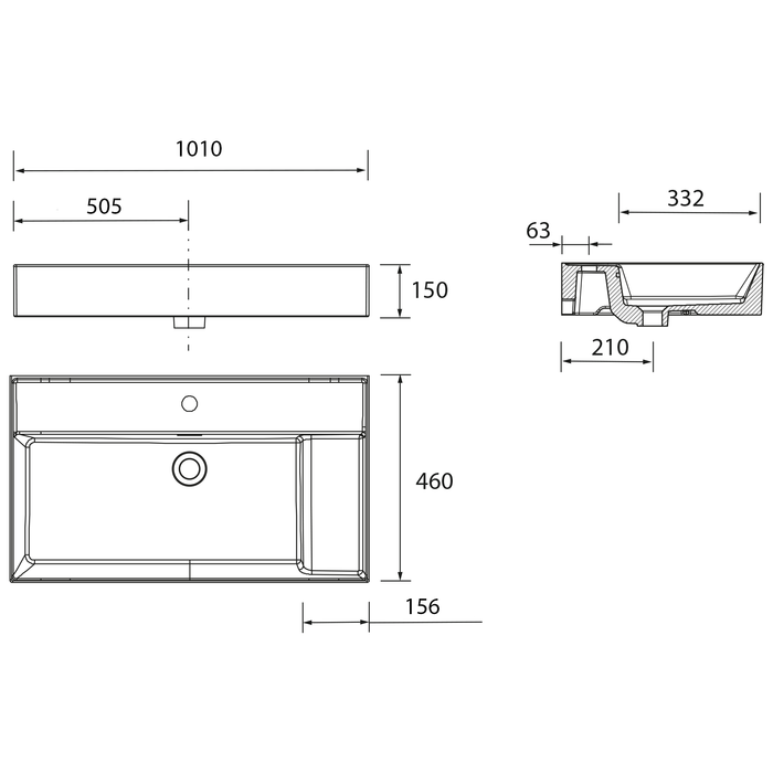 SALGAR 87728 VENETO Wall-Mounted Sink with Support 101 cm White Gloss