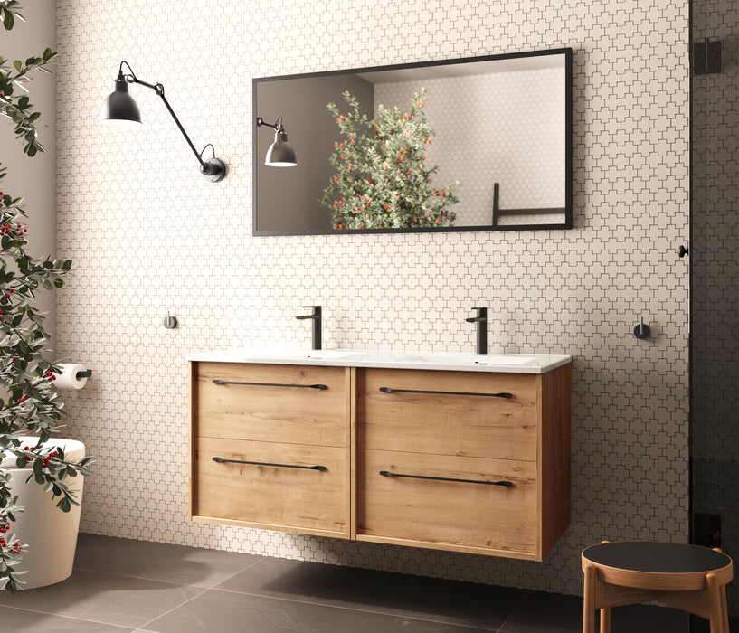 BATHME LENNOX Complete Bathroom Furniture Set with Countertop Sink 120 cm Ostippo Oak