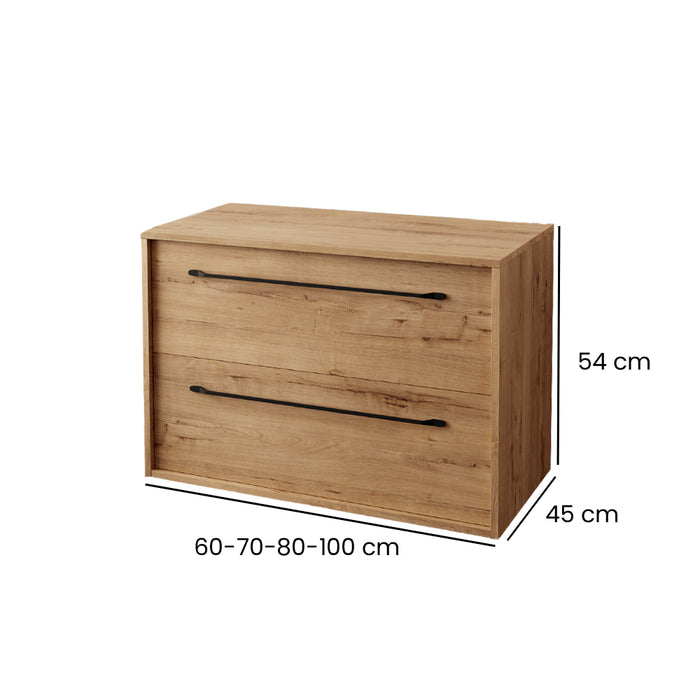 BATHME LENNOX TAP Bathroom Cabinet without Sink with Ostippo Oak Countertop