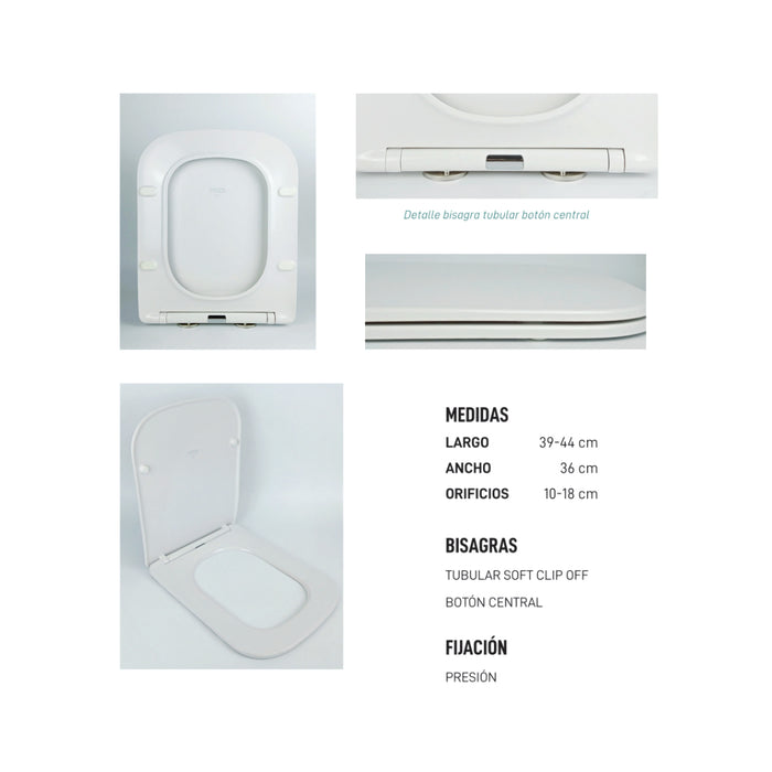 ETOOS 04215108 MAUKA Tapa WC Compatible Slim Caída Amortiguada Blanco