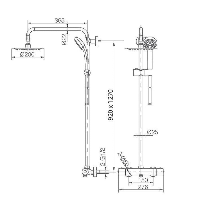 IMEX BTL011 LONDRES Thermostatic Faucet Telescopic Shower Set