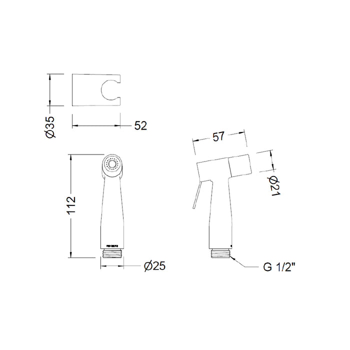 GENEBRE 100694 41 Kit Ducha Sanitaria Negro Mate