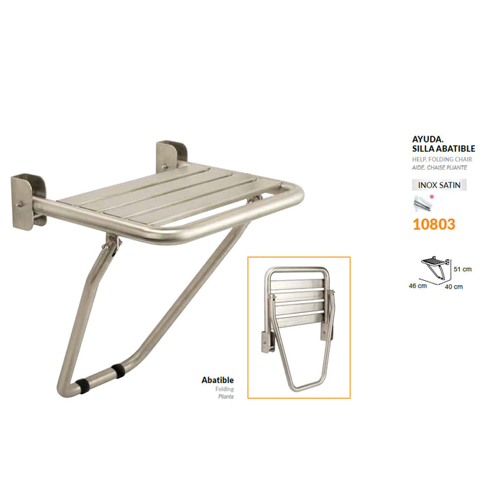 MEDITERRANEA 1080307 Foldable Shower Seat 03 Satin Stainless Steel
