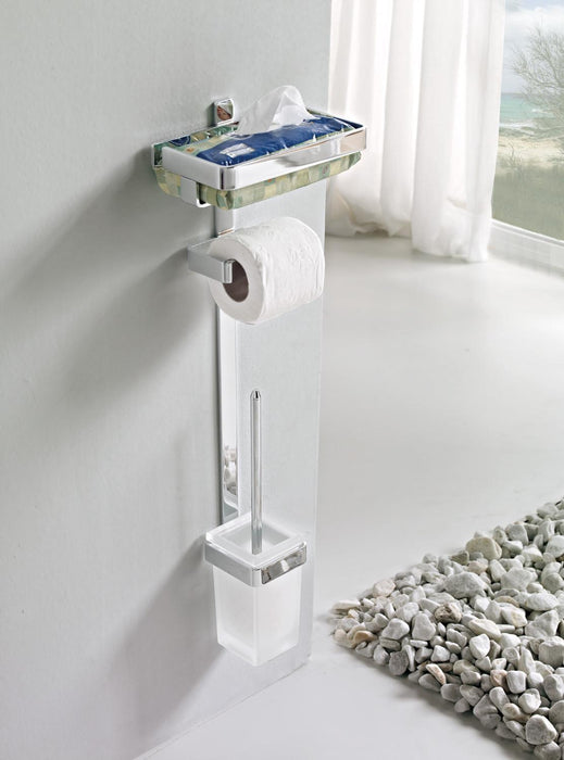BELTRAN 21256 MILAN Toilet Paper Holder With Adhesive Chrome Container