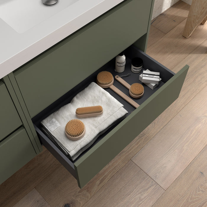 SALGAR NOJA Bathroom Furniture with Counter Top 2 Drawers Matte Green Color