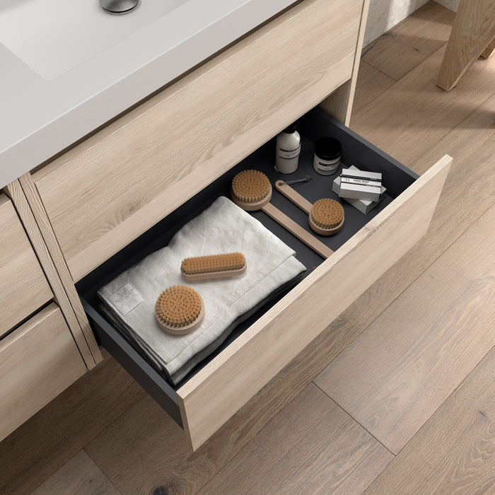 SALGAR 105531 NOJA Bathroom Furniture with Counter Top 4 Drawers 140 cm Natural Color