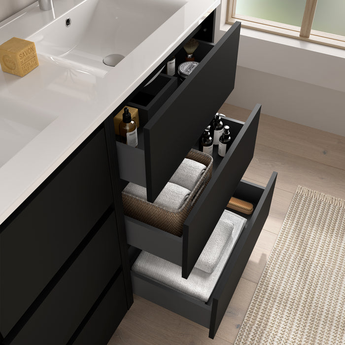 SALGAR 106288 NOJA Bathroom Furniture with Sink 6 Drawers 120 cm Matte Black Color