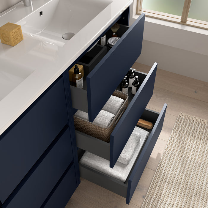SALGAR 106289 NOJA Bathroom Furniture with Sink 6 Drawers 120 cm Matte Blue Color