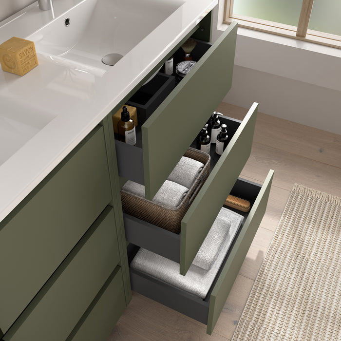SALGAR 106290 NOJA Bathroom Furniture with Sink 6 Drawers 120 cm Matte Green Color