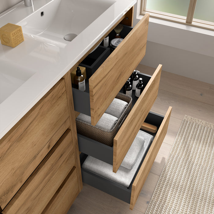 SALGAR NOJA Bathroom Furniture with Sink 3 Drawers African Oak Color