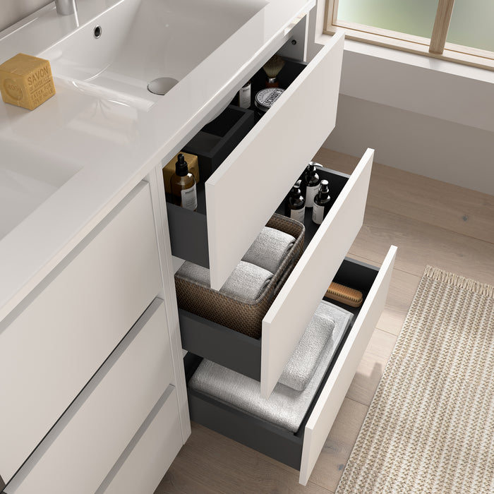 SALGAR 106287 NOJA Bathroom Furniture with Sink 6 Drawers 120 cm Matte White Color