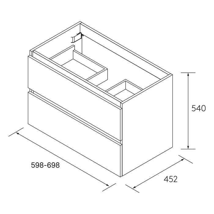 SALGAR BEQUIA Bathroom Furniture with Counter Top 4 Drawers Matte Black Color