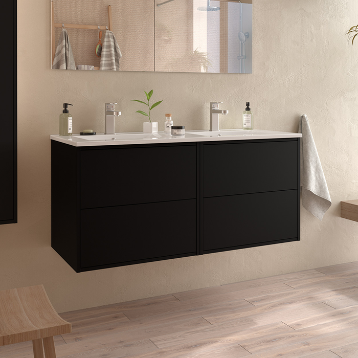 SALGAR 104617 OPTIMUS Mueble de Baño con Lavabo 120 cm Color Negro Mate