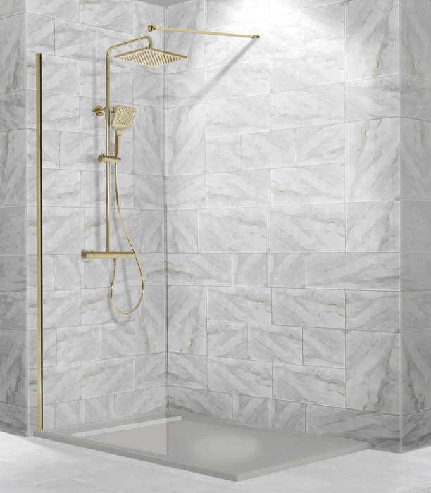 KASSANDRA FR633 FRESH Fixed Shower Screen Brushed Gold
