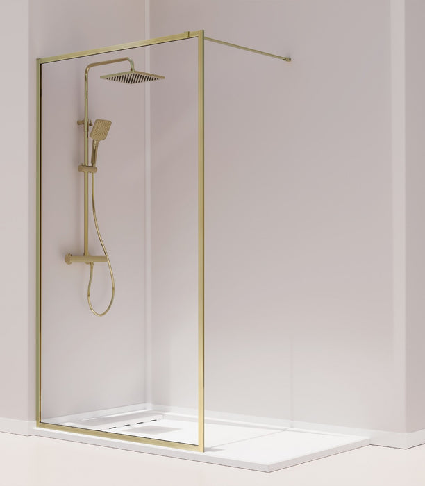 KASSANDRA FR103 FRESH Fixed Shower Screen Brushed Gold
