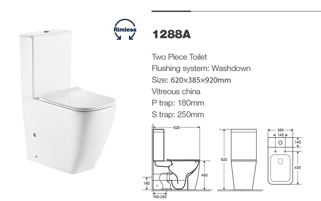 AQUORE 388713 PISA PMR Pack Inodoro BTW compacto Blanco