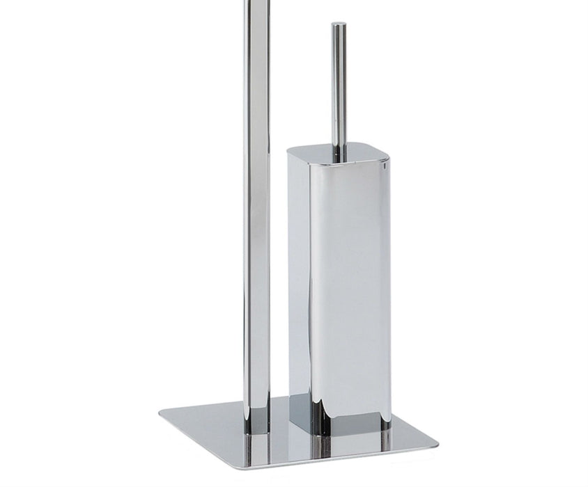 ANDREA HOUSE BA09229 Chrome Metal Toilet Paper Holder with Brush