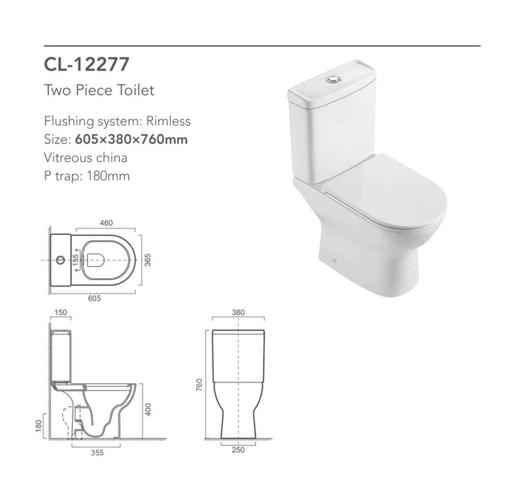AQUORE 390866 PORTO Inodoro Completo Salida Dual Blanco
