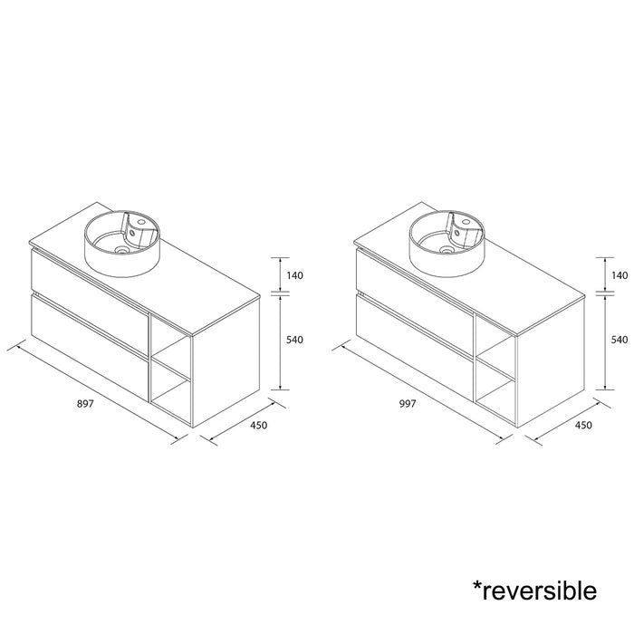 SALGAR BEQUIA Mueble de Baño con Lavabo de Posar y Encimera 2 Cajones 2 Huecos Nogal Maya
