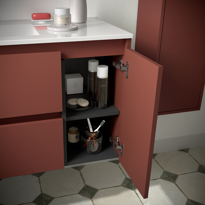 SALGAR NOJA 850 Bathroom Cabinet with Sink 2 Drawers 1 Right Door Matte Red Color