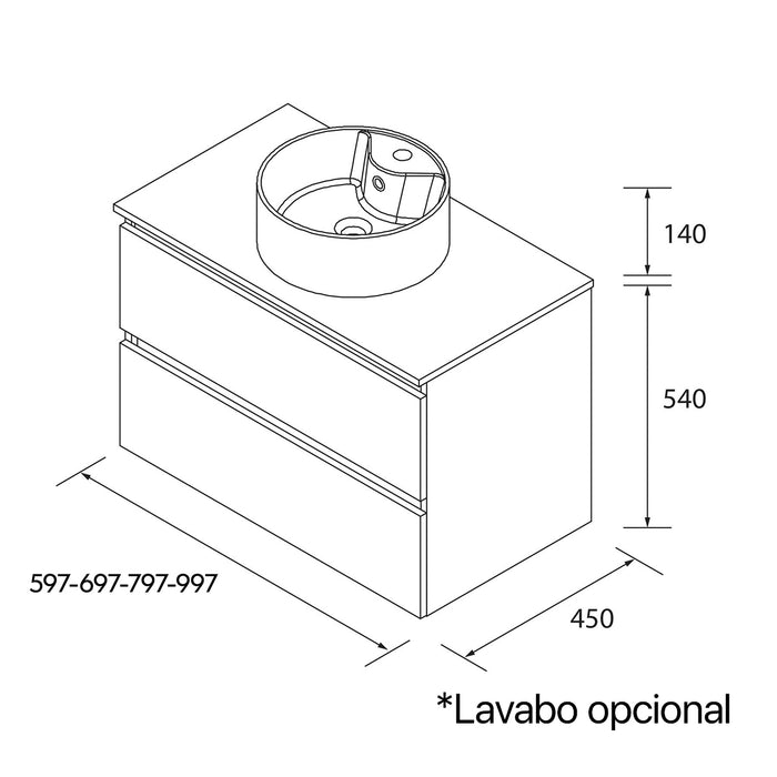SALGAR BEQUIA Mueble de Baño con Tapa Encimera Color Blanco Mate