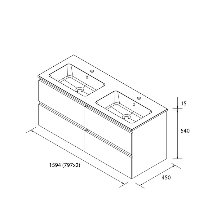 SALGAR 110419 BEQUIA Mueble de Baño con Lavabo 160 cm Color Roble África