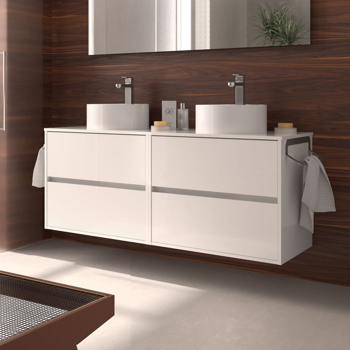 SALGAR 101462 NOJA Bathroom Furniture with Sink 140 Glossy White