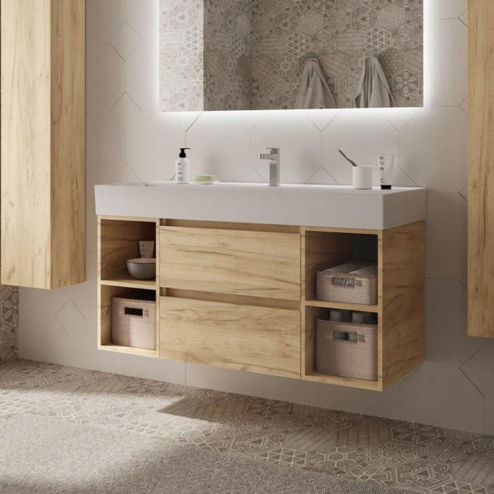 SALGAR 102233 BEQUIA Bathroom Cabinet with Sink 120 2 Drawers and 4 Compartments Roble África