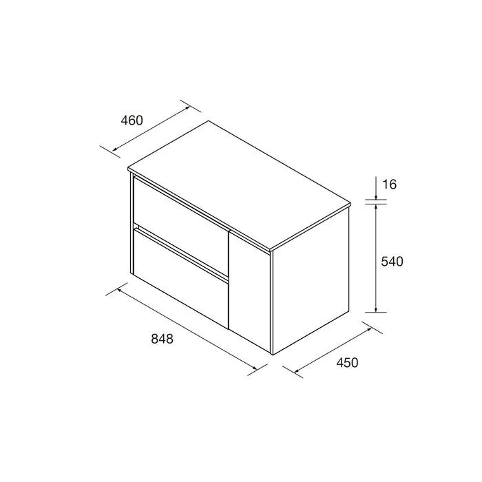 SALGAR NOJA 850 Mueble de Baño con Tapa Encimera 2 Cajones 1 Puerta Derecha Color Azul Mate