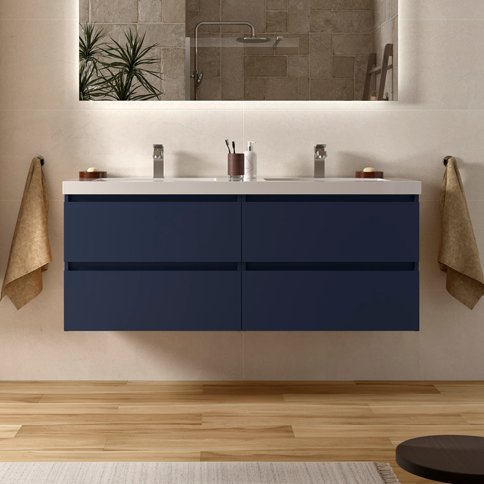 SALGAR 110414 BEQUIA Mueble de Baño con Lavabo 140 cm Color Azul Mate