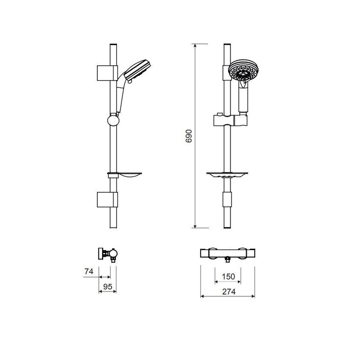 LLUVIBATH TT00E00 SEATTLE Shower Set With Thermostatic Bar